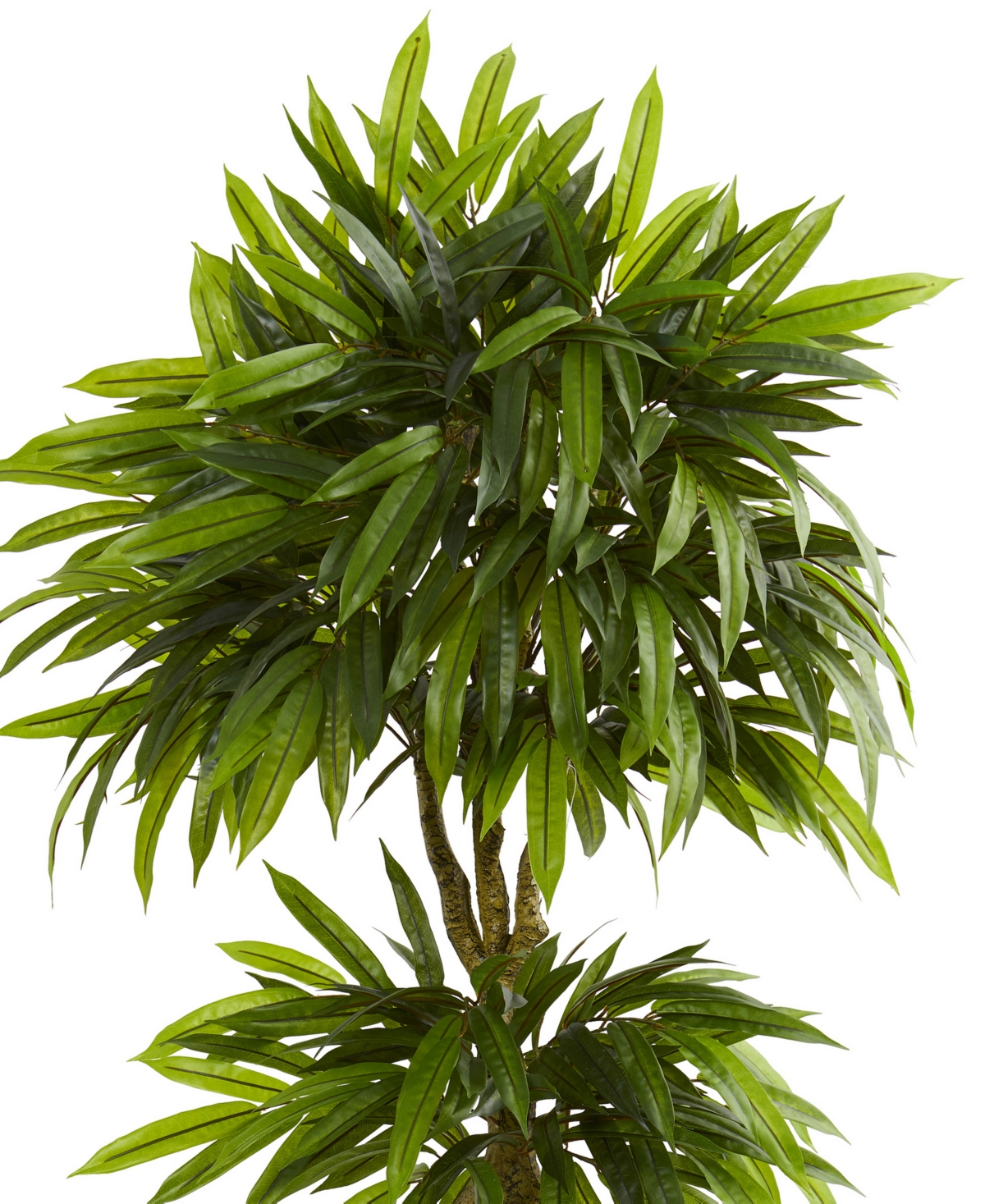 NEARLY NATURAL 5.5' MANGO ARTIFICIAL TREE IN BLACK WASH PLANTER UV RESISTANT 