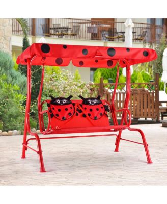 Kids Patio Swing Chair Children Porch Bench Canopy 2 Person Yard Furniture