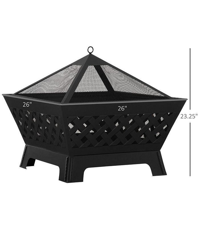 Outsunny 26 Inch Outdoor Fire Pits, Bonfire Wood Burning Firepit Bowl