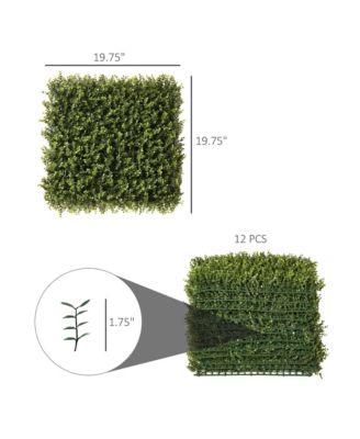 12PCS 20" x 20" Artificial Boxwood Wall Panels Privacy Fence Screen Faux Hedge Greenery Backdrop for Home Garden Backyard Balcony, Green
