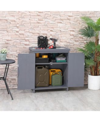 Wooden 36.25 in x 31.5 in Garden Storage Tool Shed with Galvanized Top,