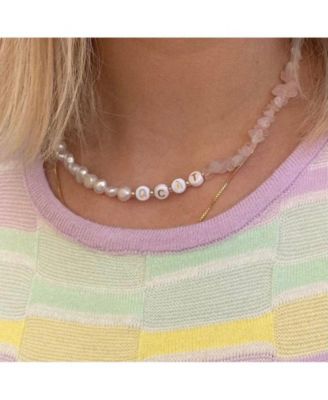 18K Gold Plated Freshwater Pearls with Rose Quartz - Manifesting it! Necklace 17" For Women