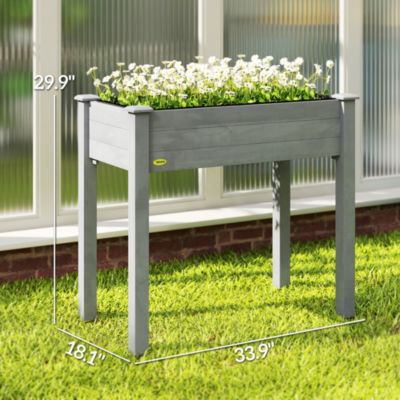 34" Raised Garden Bed Elevated Wooden Planter Box with Holes,