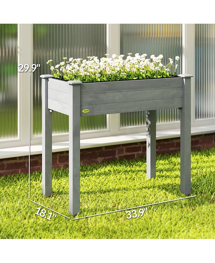 Outsunny 34" Raised Garden Bed, Elevated Wooden Planter Box with