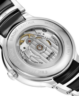 Men's Swiss Automatic Centrix Diamond (1/10 ct. t.w.) Black High-Tech Ceramic & Stainless Steel Bracelet Watch 40mm