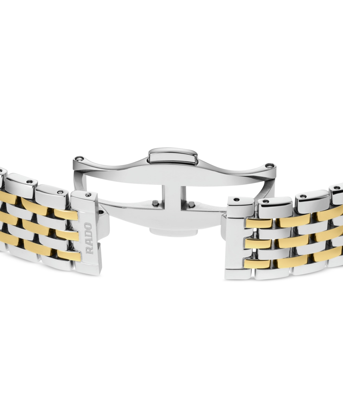 Shop Rado Women's Swiss Florence Classic Diamond (1/20 Ct. T.w.) Two-tone Stainless Steel Bracelet Watch 30mm In Silver Yellow Gold