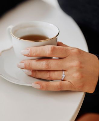 Diamond Emerald- & Round-Cut Three Stone Engagement Ring (1/2 ct. t.w.) in 14k White Gold