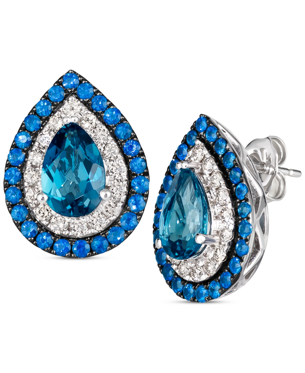 Le Vian Multi-gemstone (3-5/8 Ct. T.w.) & Nude Diamond (1/2 Ct. T.w.) Pear Halo Stud Earrings In 14k White G In K Vanilla Gold Earrings