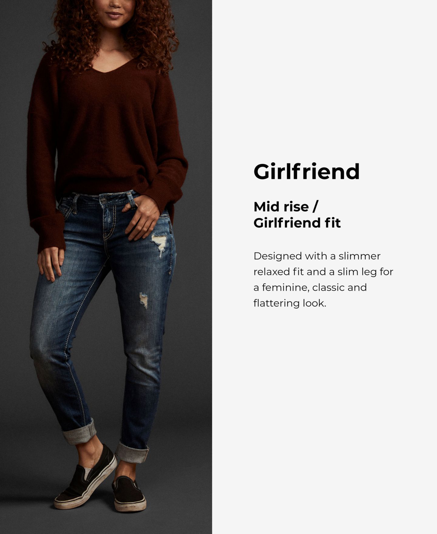 Женские джинсы Silver Jeans Co. Mid Rise Distressed Girlfriend, цвет: Индиго — фото 6