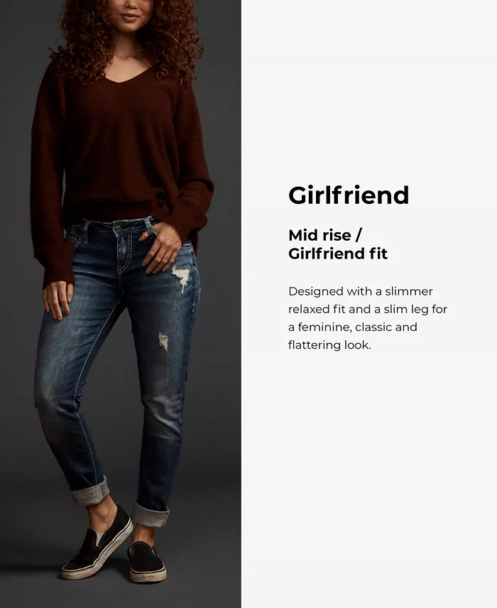 Mid Rise Distressed Girlfriend Jeans - thumbnail 6