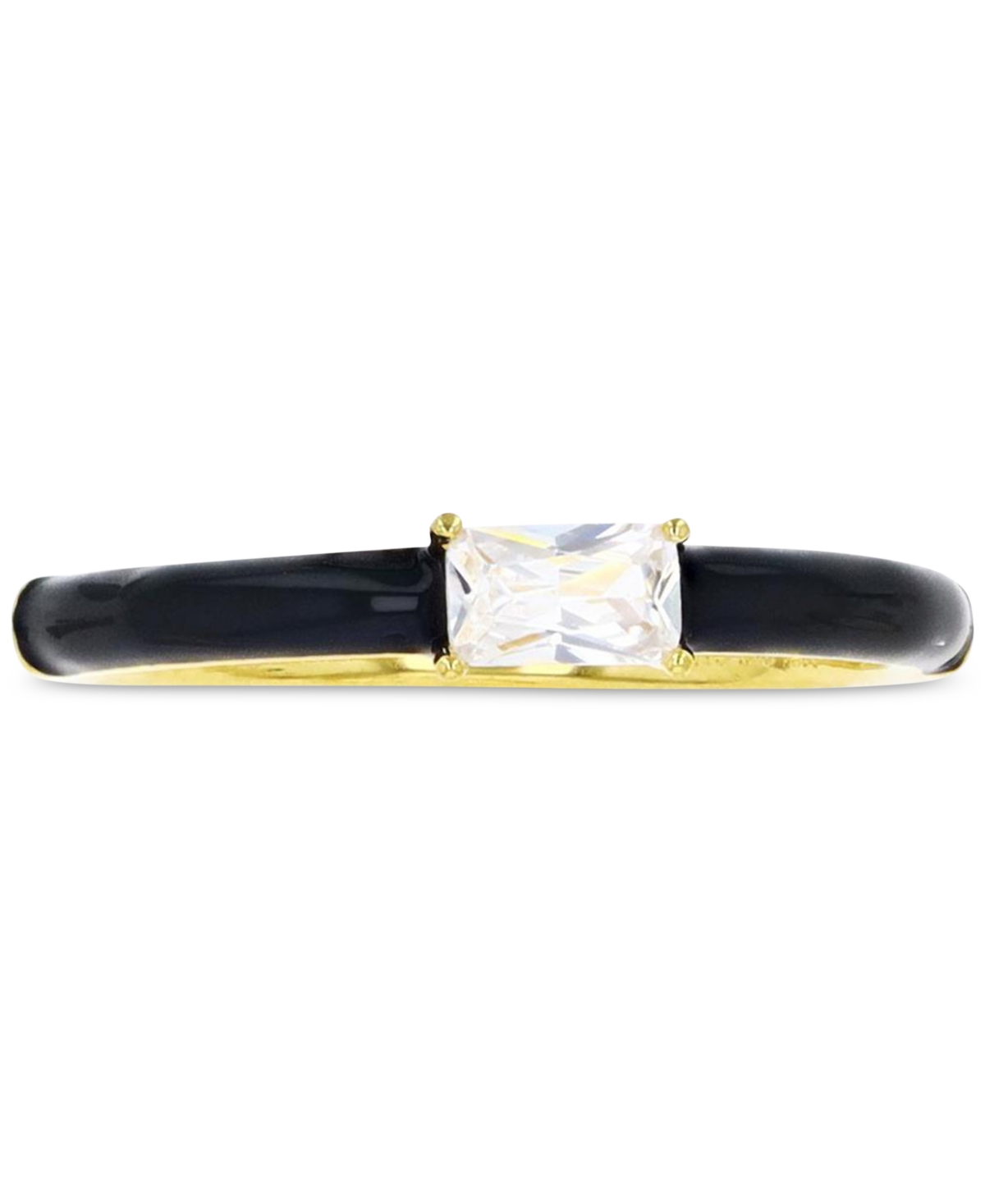 Macy's Cubic Zirconia & Enamel Stack Band In 14k Gold-plated Sterling Silver In Black