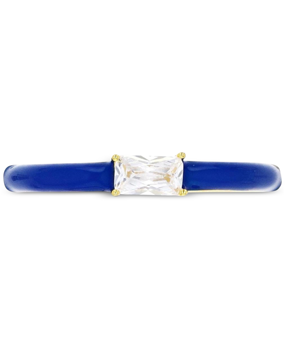 Macy's Cubic Zirconia & Enamel Stack Band In 14k Gold-plated Sterling Silver In Blue