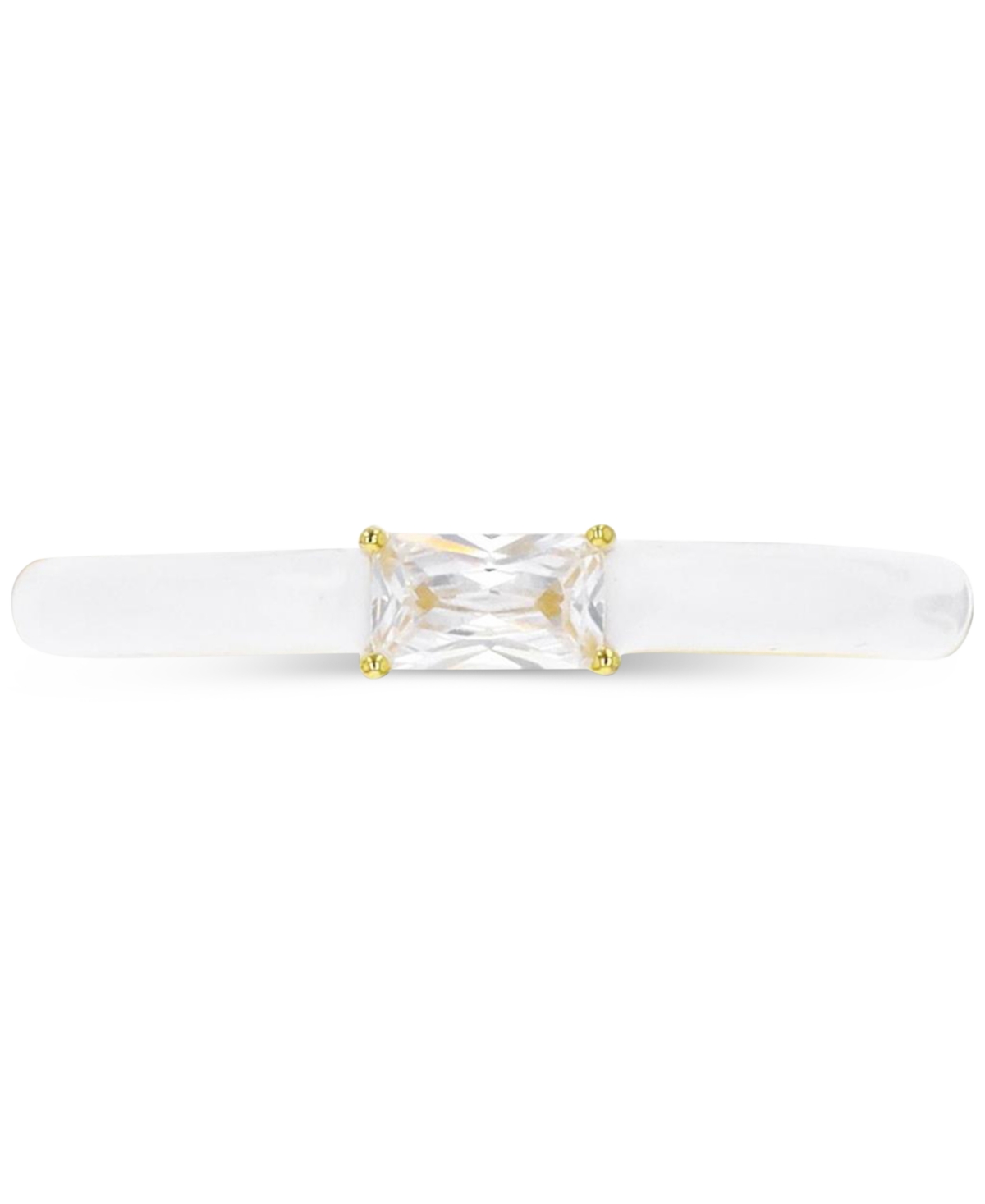 Macy's Cubic Zirconia & Enamel Stack Band In 14k Gold-plated Sterling Silver In White