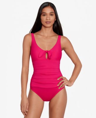 Lauren Ralph Lauren Tummy-Control Underwire Ruffled One-Piece Swimsuit -  Macy's