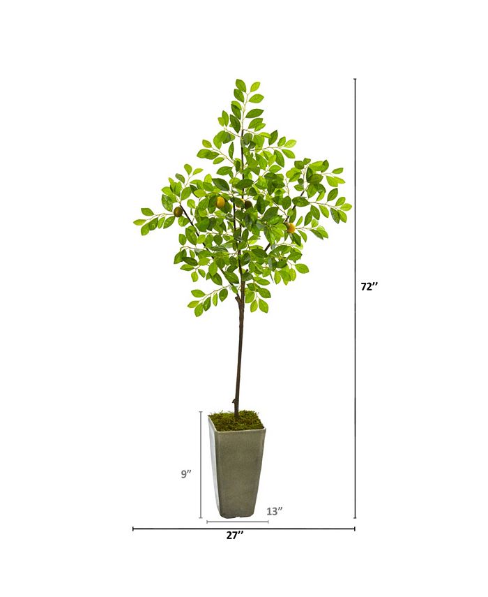 Nearly Natural 6' Lemon Artificial Tree in Olive Green Planter - Macy's