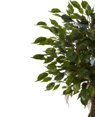 52" Ficus UV-Resistant Indoor/Outdoor Artificial Tree in White Planter