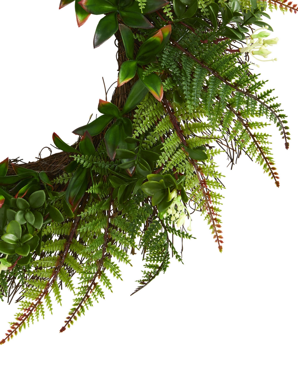Nearly Natural 23" Assorted Fern Wreath In Green