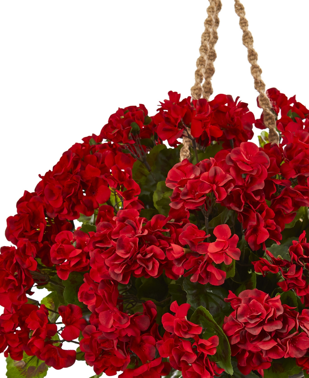 NEARLY NATURAL 19" GERANIUM HANGING BASKET ARTIFICIAL PLANT UV RESISTANT 