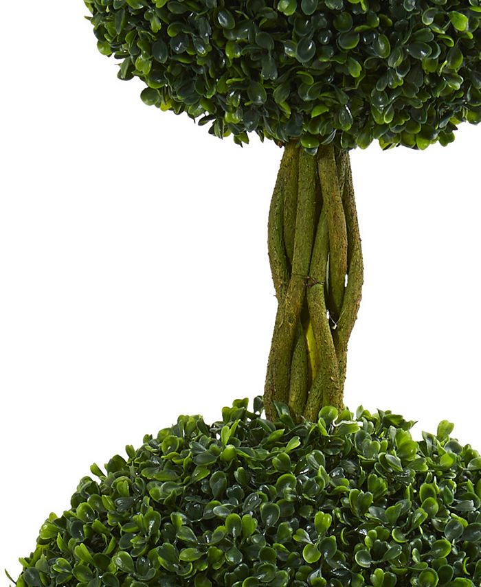 Nearly Natural 5' Double Boxwood Ball Topiary Artificial Tree in Slate