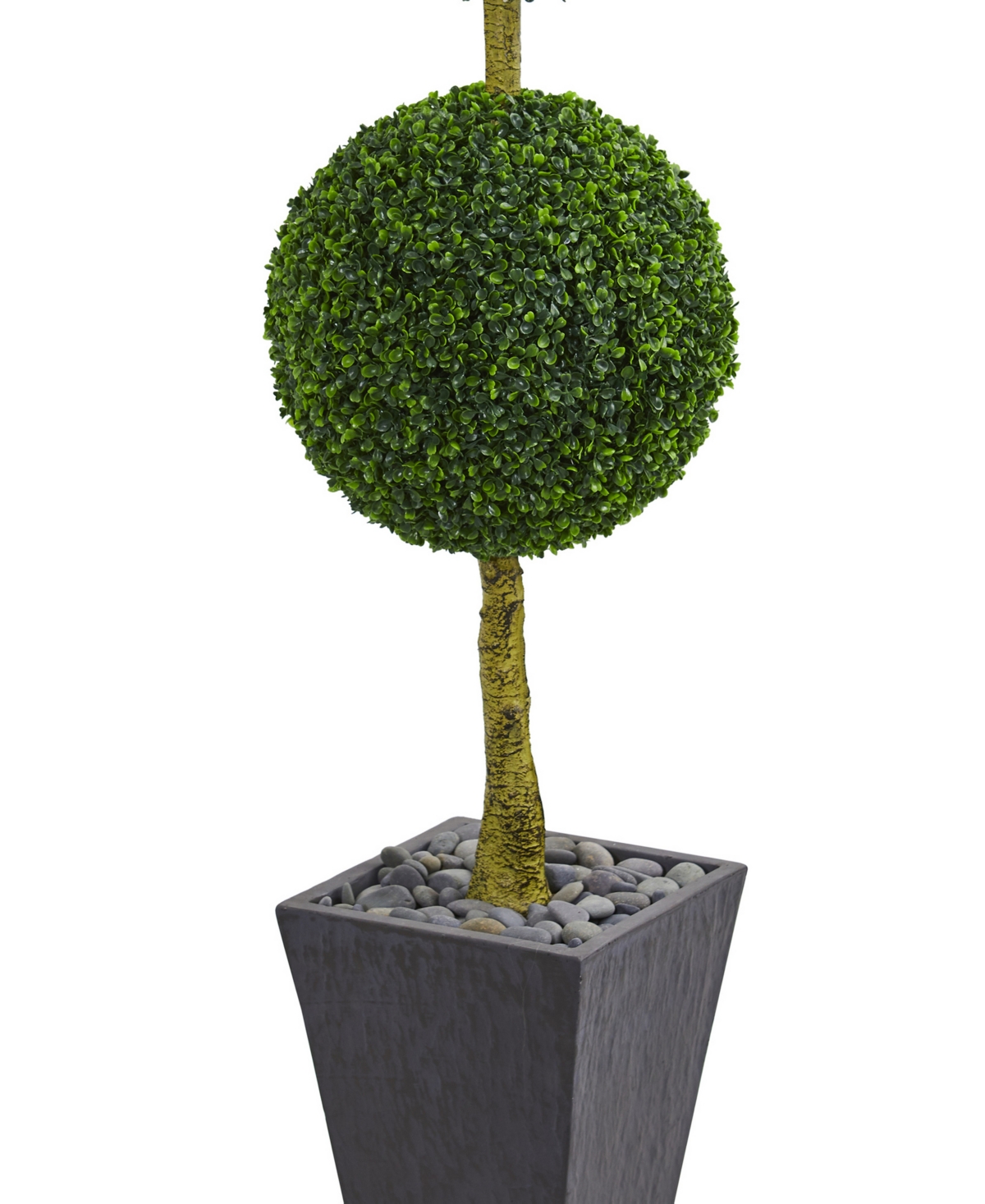 NEARLY NATURAL 6' BOXWOOD TRIPLE BALL TOPIARY ARTIFICIAL TREE IN SLATE PLANTER UV RESISTANT 