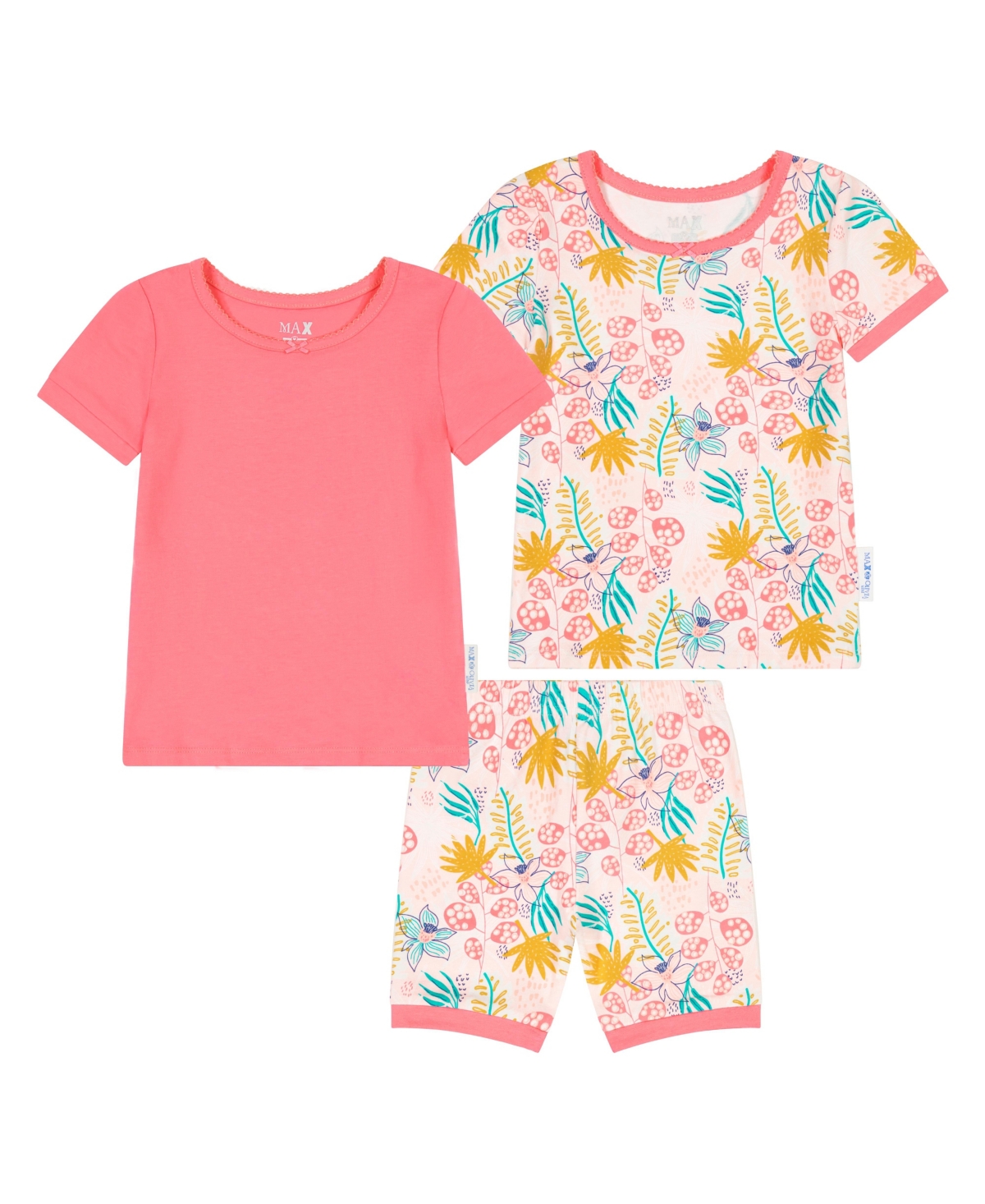 Max & Olivia Toddler Girls Pink Floral Snug Fit Pajama, 3 Piece Set