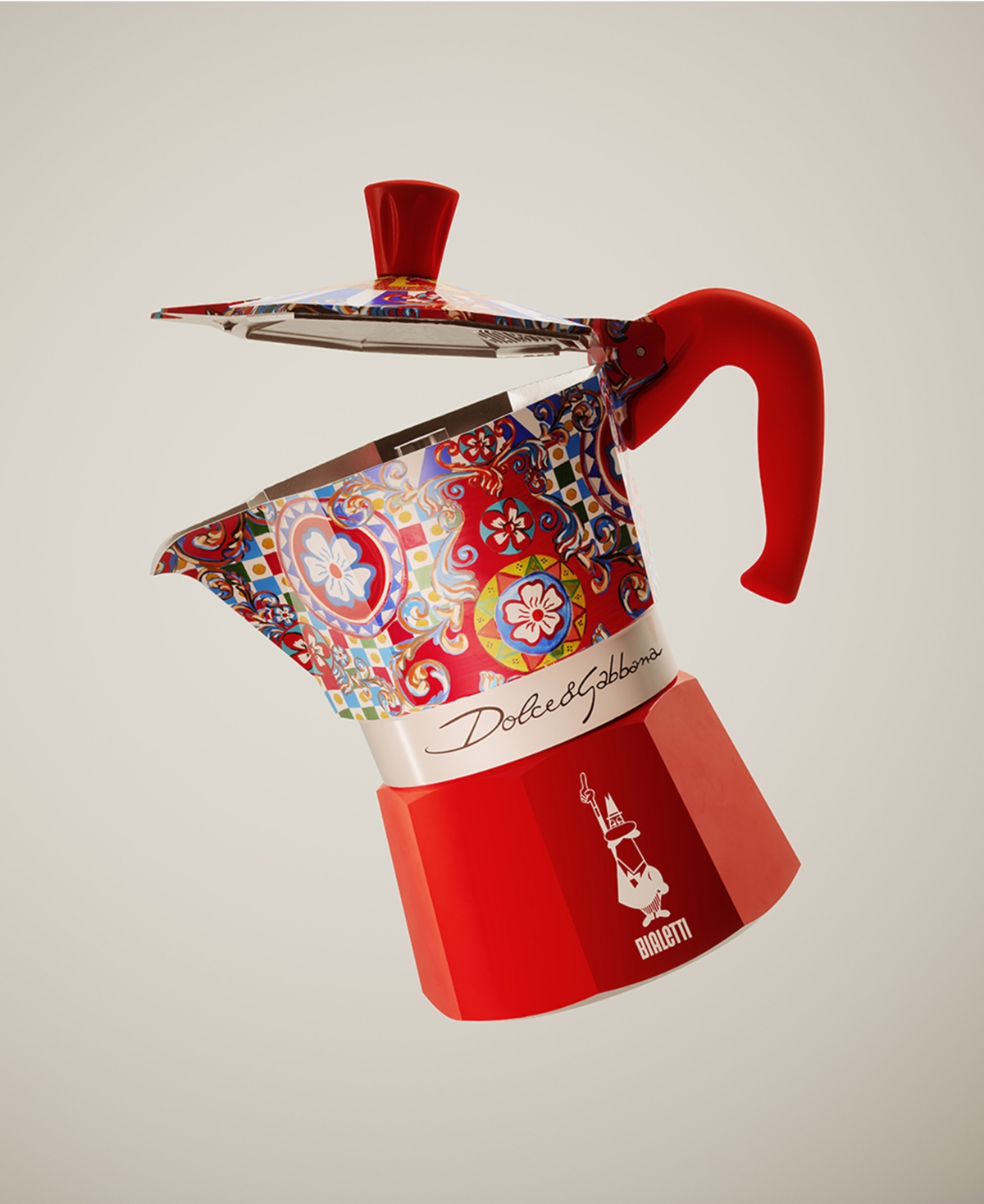 Bialetti Blue Meditteraneo Dolce & Gabbana 3-cup Moka Stovetop Coffee Maker In Aluminium