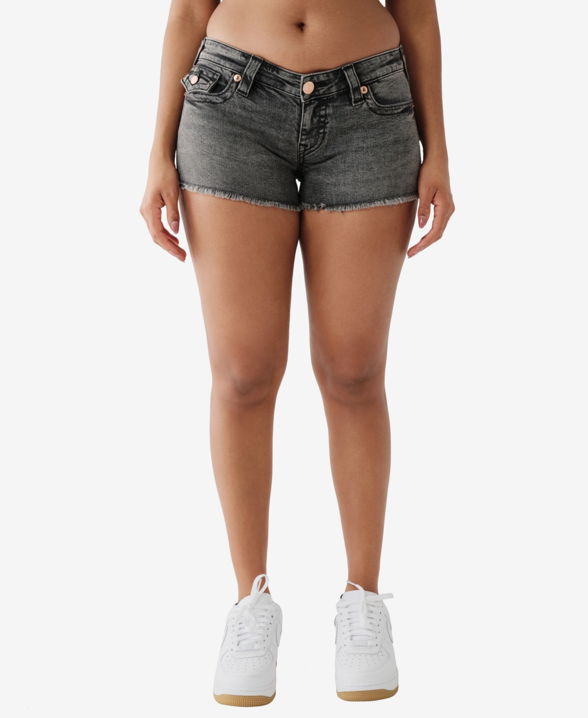 True Religion Women s Joey Ultra Short Frayed Cut Off Shorts Kalahari Night Smart Closet