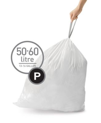 Code P 100pk Custom Fit Liners with 5 Quick Dispense Packs, 50-60L Kitchen Trash Bag Liners