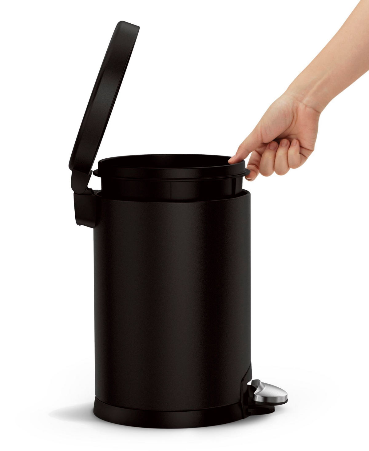 Shop Simplehuman Round Trash Can, 4.5 Liter In Matte Black