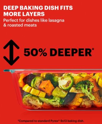 Pyrex Deep 9" x 13" 2 in 1 Glass Baking Dish with Glass Lid, Set of 2