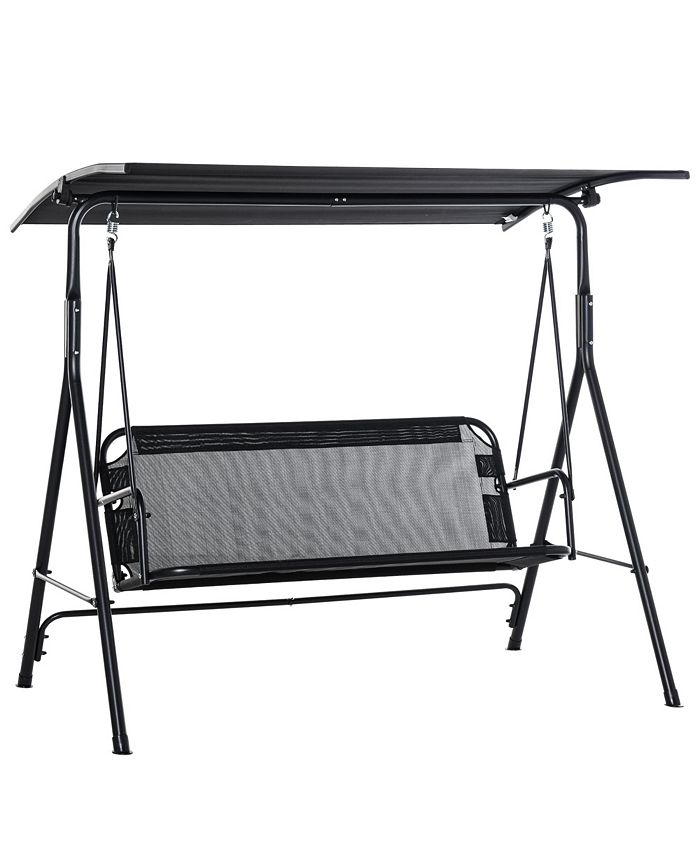 Outsunny Patio Swing Chair with Canopy, Seats 2 Adults Loveseat Bench ...