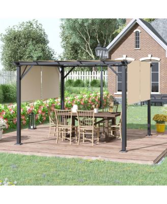 12' x 10' Outdoor Patio Gazebo Pergola with Retractable Canopy Roof
