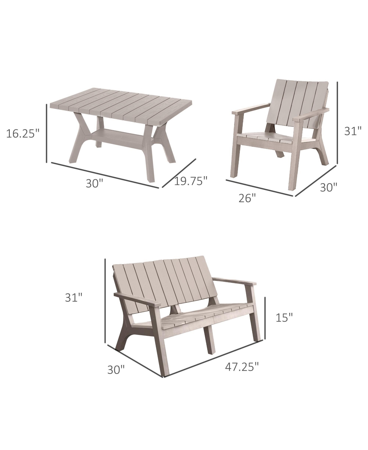 Outsunny 4-Piece Outdoor Patio Conversation Set Weatherproof Pp Materials