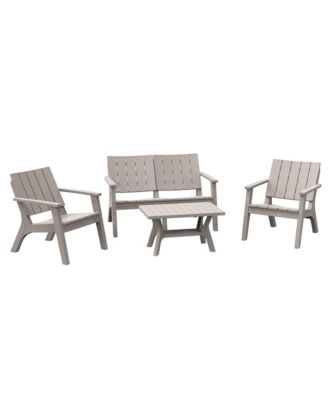 4-Piece Outdoor Patio Conversation Set Weatherproof PP Materials