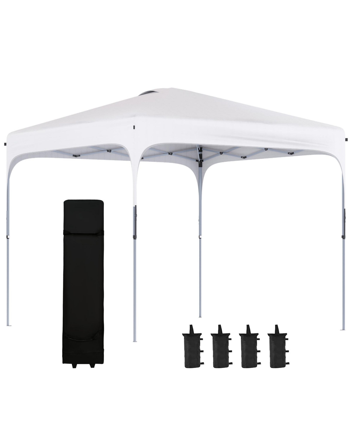 8' x 8' Pop Up Canopy with Adjustable Height, Foldable Gazebo Tent with Carry Bag with Wheels and 4 Leg Weight Bags for Outdoor Garden Patio