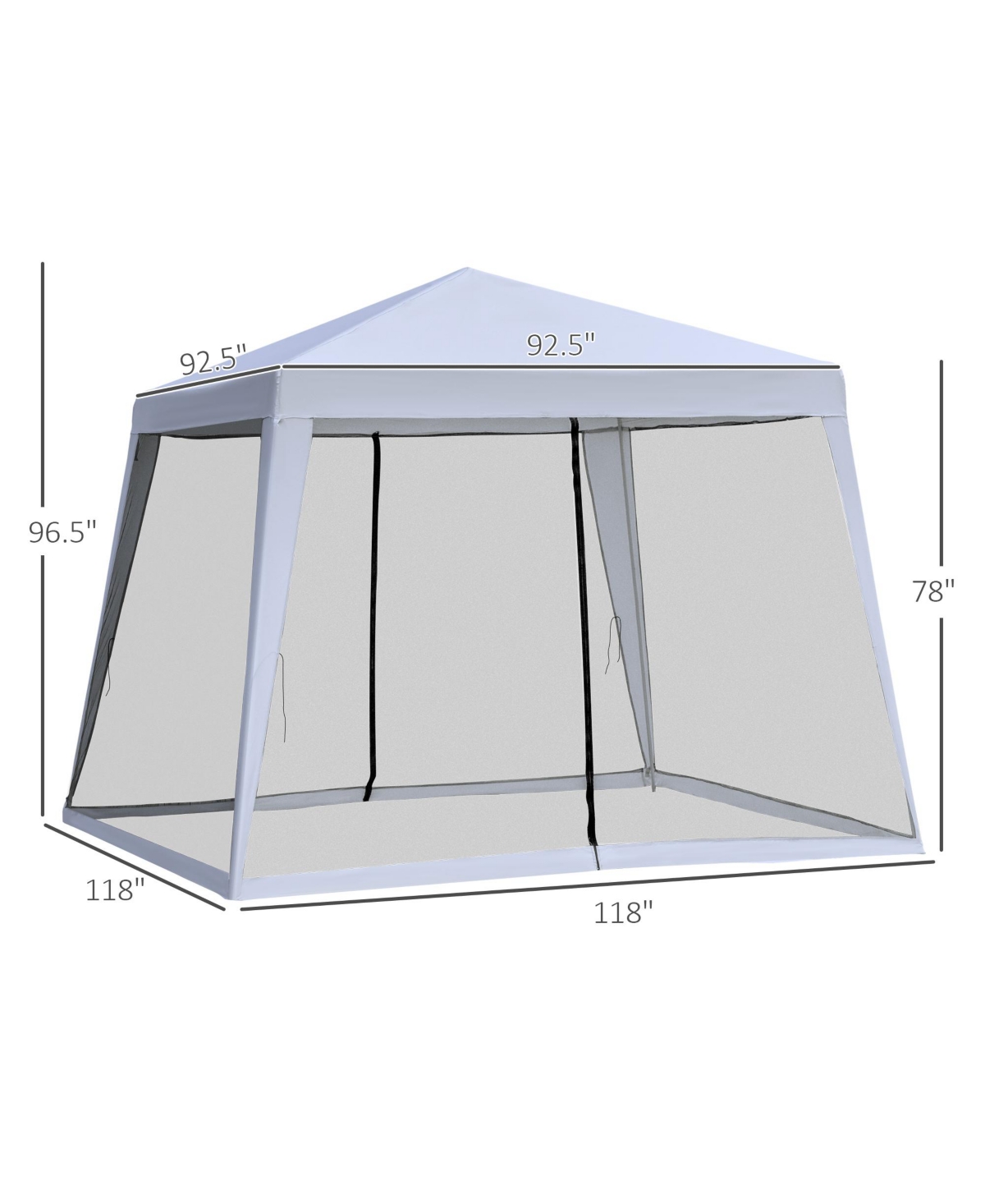 Outsunny 10'x10' Outdoor Party Tent Canopy with Mesh Sidewalls, Patio Gazebo Sun Shade Screen Shelter,- Grey