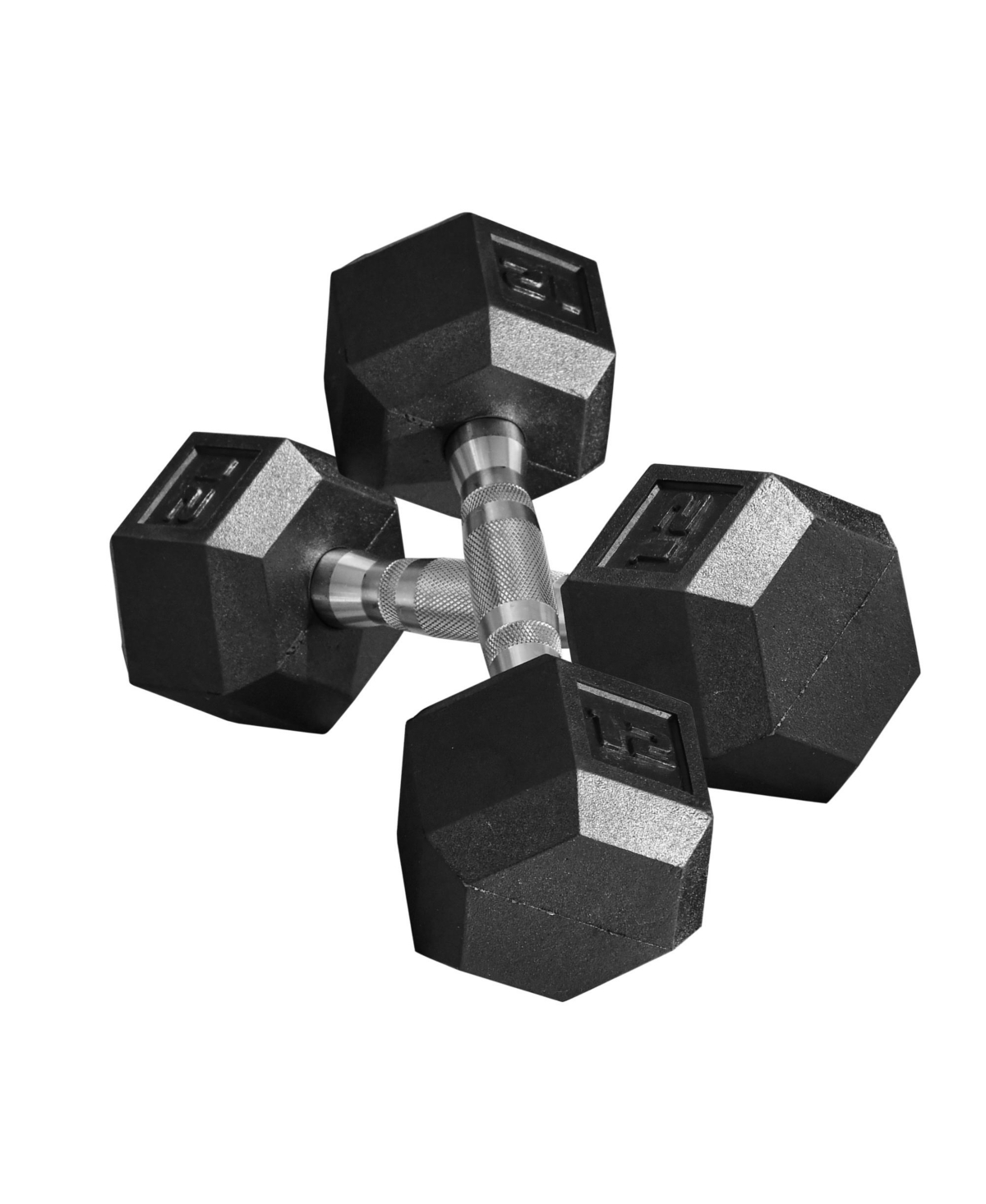 Hex Dumbbells Set, Rubber Hand Weights with Non-Slip Handles, Anti-roll, for Women or Men Home Gym Workout, 2 x 12lbs - Black