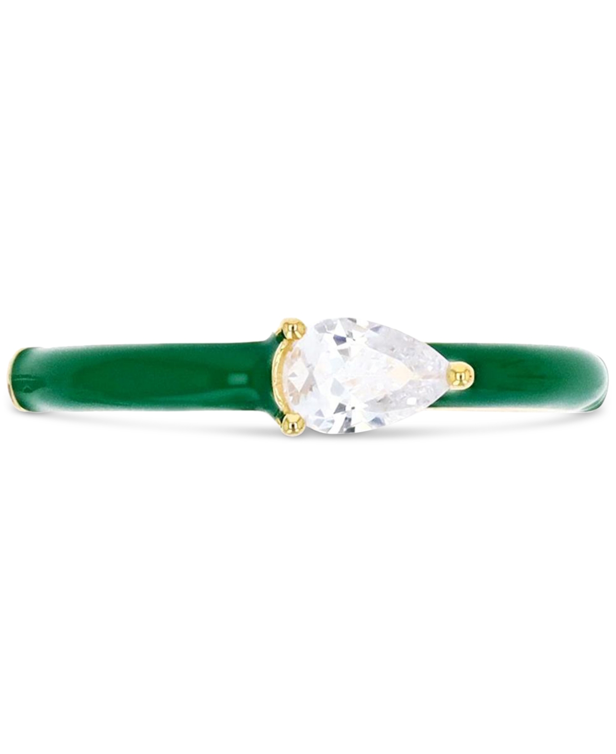 Shop Macy's Cubic Zirconia & Enamel Ring In 14k Gold-plated Sterling Silver In Green