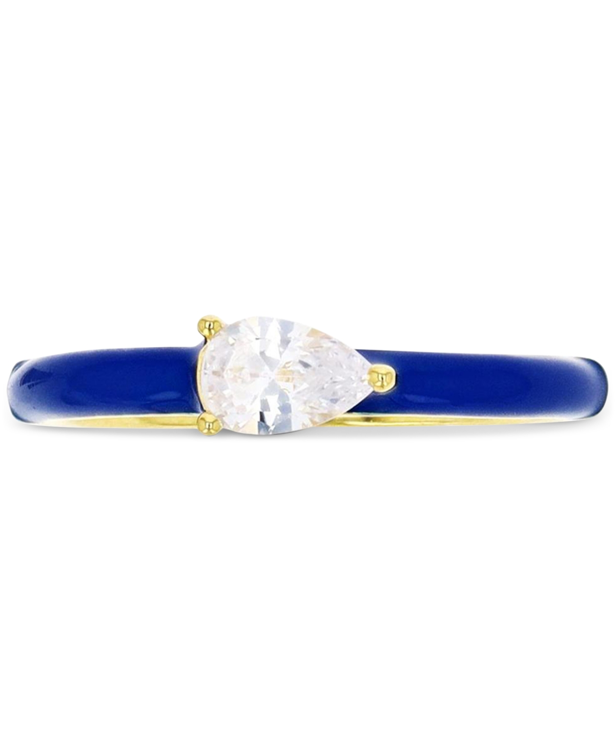 Macy's Cubic Zirconia & Enamel Ring In 14k Gold-plated Sterling Silver In Blue