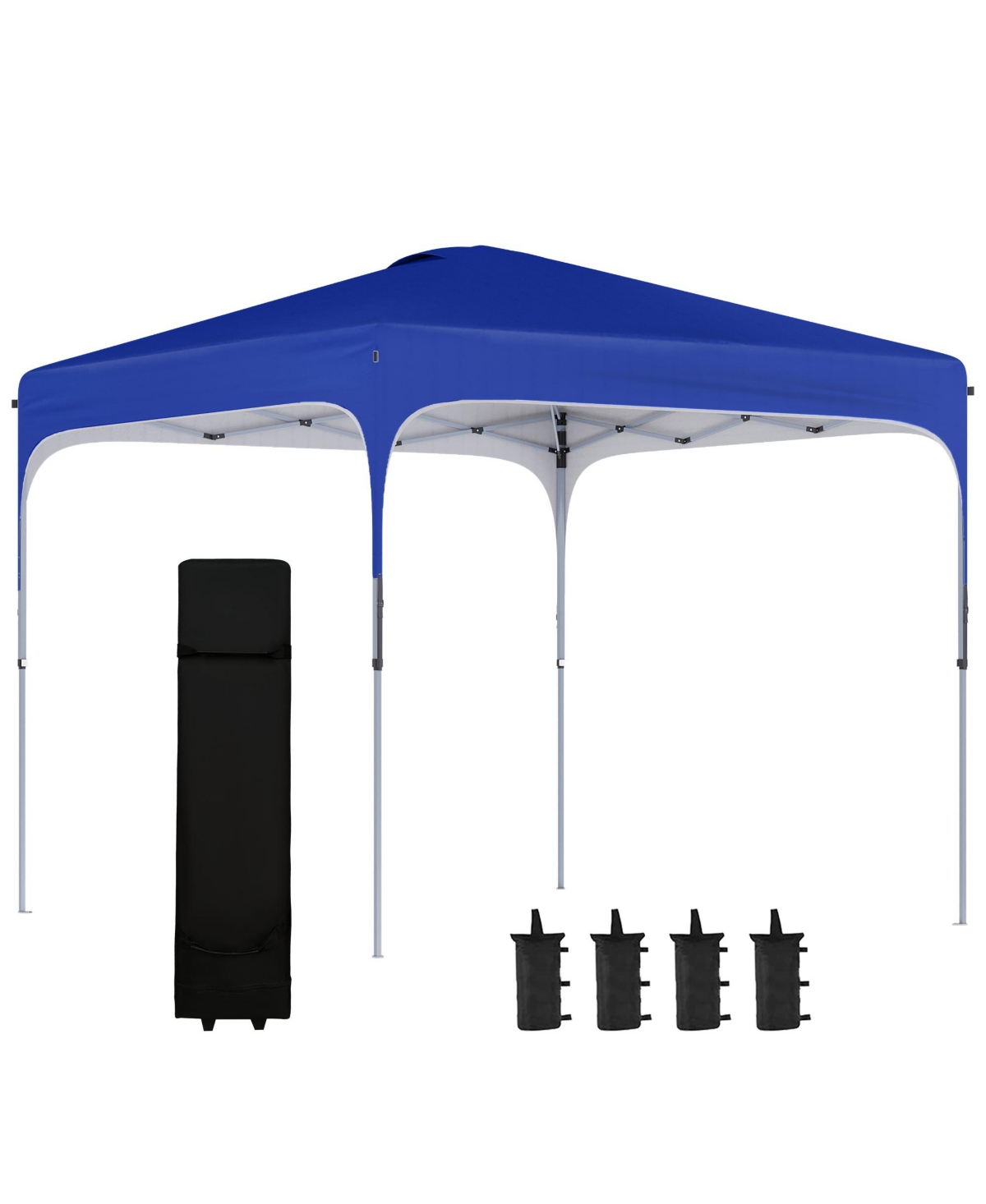 10' x 10' Pop Up Canopy with Adjustable Height, Foldable Gazebo Tent with Carry Bag with Wheels and 4 Leg Weight Bags for Outdoor Garden Pati