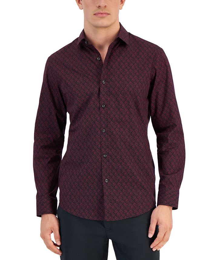 Alfani Men s Petal Geo Print Long Sleeve Shirt Created for Macy s