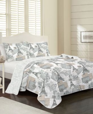 Elise James Home Carte Postale Paris Reversible Quilt Set Collection