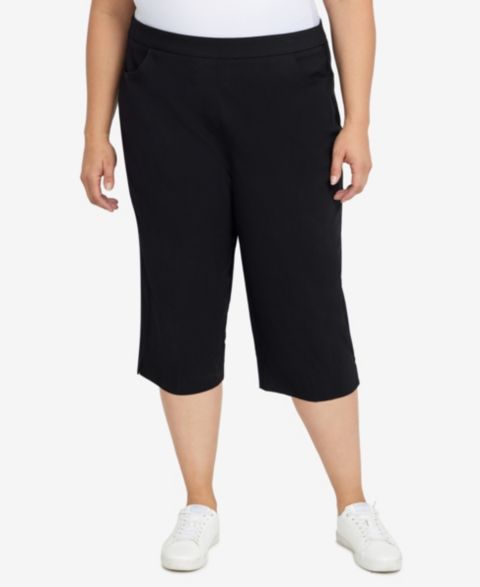 Женские брюки Alfred Dunner Plus Size Classic Allure Stretch Clamdigger Capri, цвет: Чёрный