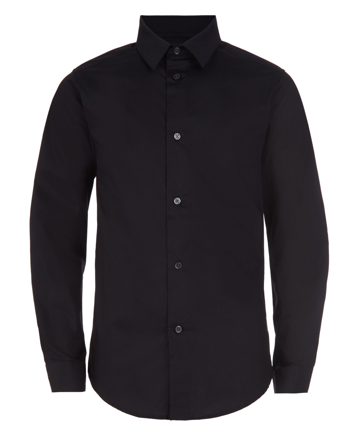 Рубашка Calvin Klein Husky Solid Stretch Poplin Shirt для мальчиков, цвет: Чёрный — фото 2