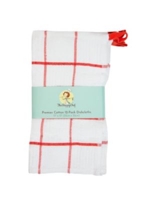 Premier Cotton Dishcloths (12 Pack), Striped Windowpane Pattern, 100% Cotton, 13x13 Absorbent Kitchen Cleaning Dish Towels