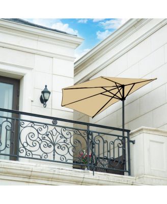 9 Ft Outdoor Patio Half Market Umbrella with Crank