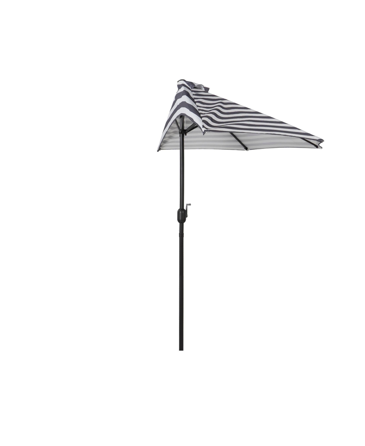 WestinTrends 9 Ft Outdoor Patio Half Market Umbrella with Crank -white stripe