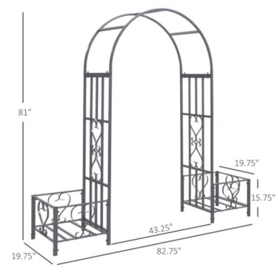 Garden Arbor & Wedding Arch with Planters & Heart Motifs