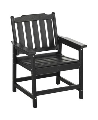 Plastic Patio Chairs, Outdoor Dining Chair with Armrests and Slatted Back, Outdoor Armchair for Lawn, Garden, Poolside, Backyard, Black