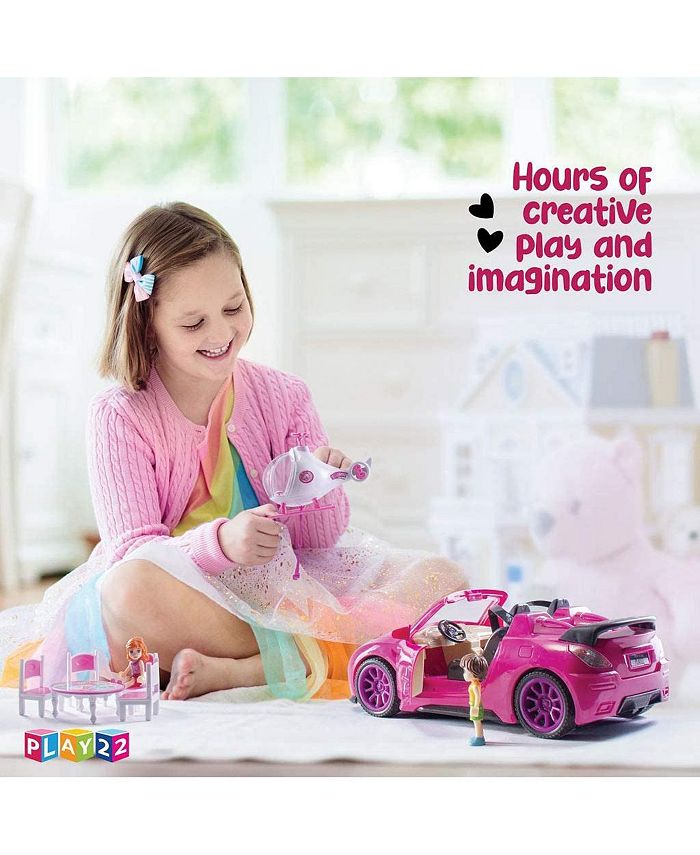 Play22usa Doll Car Set Of 10 Convertible Pink Toy Car For Dolls With